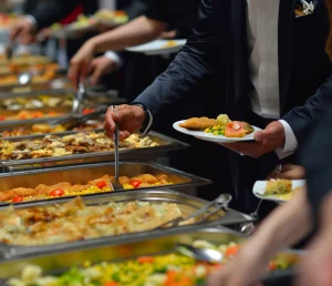 Premier Catering of Kansas City buffet line for wedding.