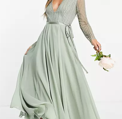 Ball Bridesmaid Dresses ASOS linear bodice with wrap skirt